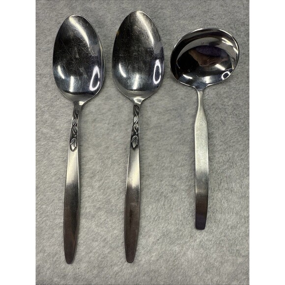 3 pc Vintage Amefa Holland Tulip Time Serving Set Stainless Flatware Retired MCM - Picture 7 of 9